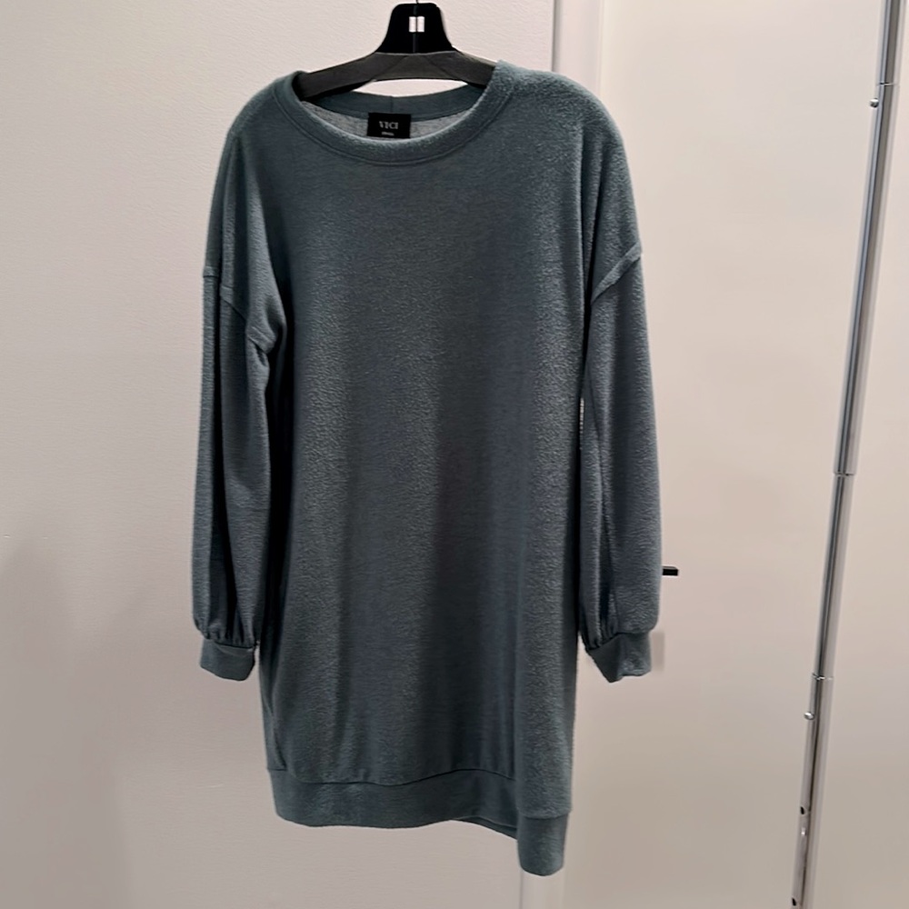Fleece green sweater dress
